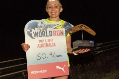 Winner Olesya Nurgalieva poses for a photograph during the Wings for Life World Run in Melbourne, Australia on May 7, 2017. // Gallant Lee for Wings for Life World Run // P-20170507-02876 // Usage for editorial use only // Please go to www.redbullcontentpool.com for further information. //